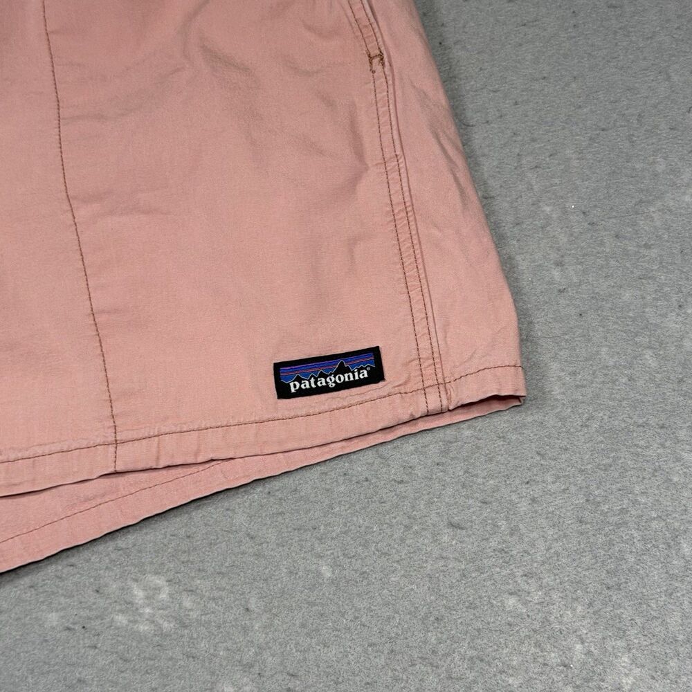 Patagonia Shorts Men Large Pink Funhoggers Khaki Elastic Waist Cotton 3 Pockets - Picture 6 of 16
